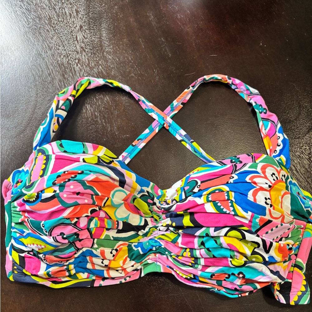 Bleu Rod Beattie Shirred Bandeau Bikini Top, Size 38D